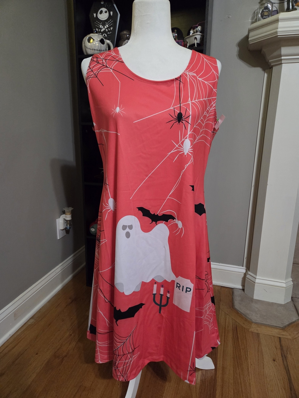 Pink Halloween Ghost Print Casual Women's Dress